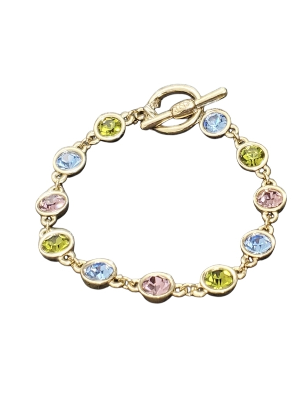 Vtg.  Multicolor Crystal Station Bracelet